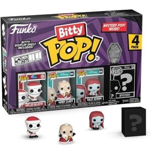 Disney Bitty Funko Pop Nightmare Before Christmas 4 Pack + Case
